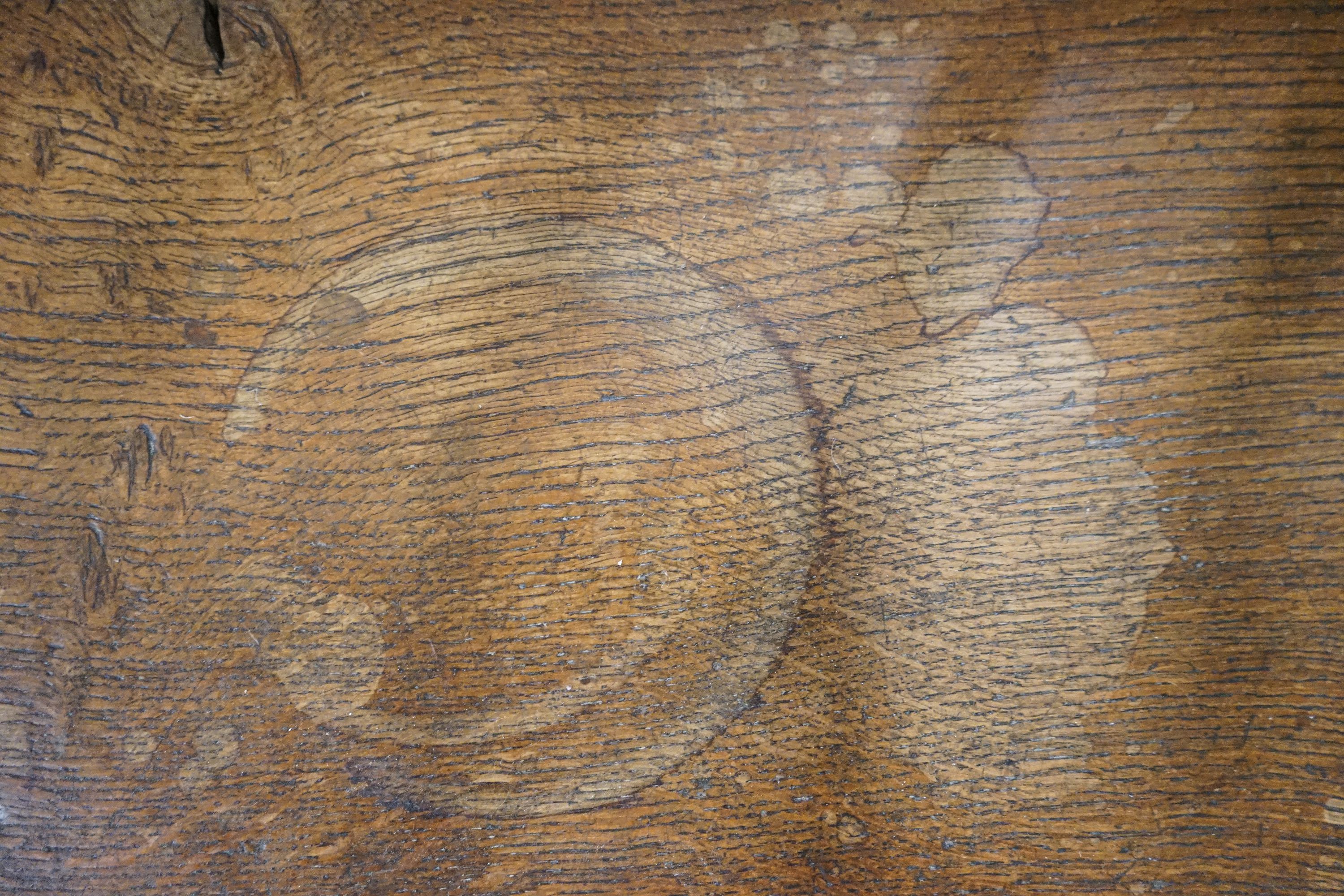 A late 18th century oak chair back settle, width 91cm, depth 38cm, height 85cm